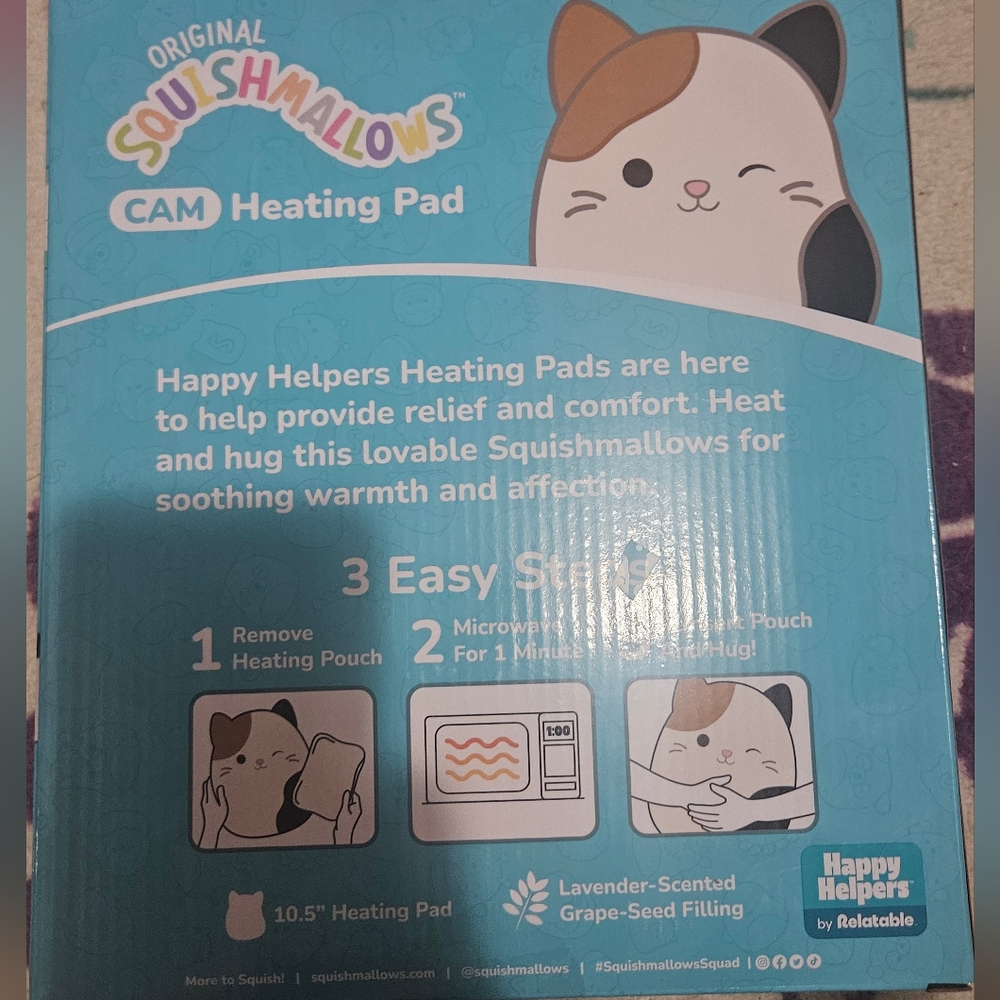 NIB Squishmallows Cam The Cat 🐈 Heating Pad Plush By Happy Helpers 10.5" - Picture 3 of 3